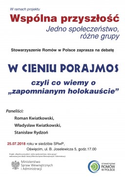  Stowarzyszenie Romw w Polsce zaprasza na debat pt. W cieniu porajmos , czyli co wiemy o zapomnianym holokaucie.