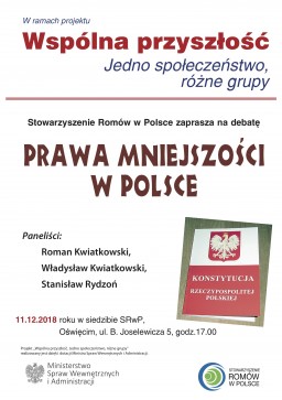Stowarzyszenie Romów w Polsce zaprasza na debatę pt. Prawa mniejszości w Polsce.
